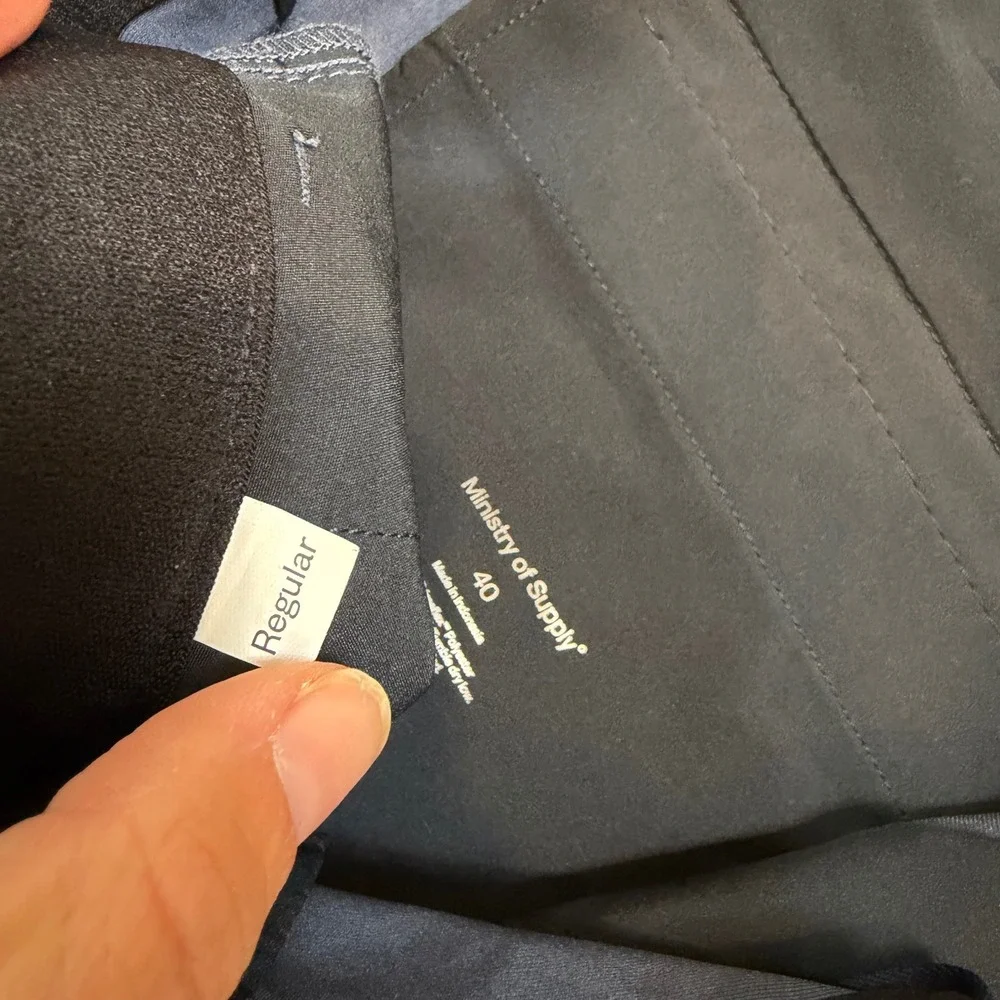Ministry of Supply Kinetic Pants Mens 40 Regular Navy Blue Primeflex Stretch